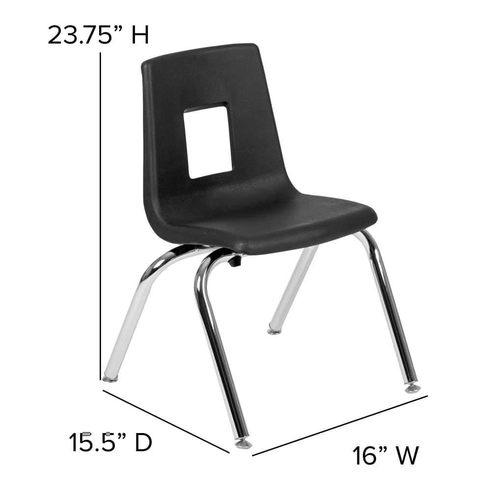 Black 14-inch Stack School Chair B172891