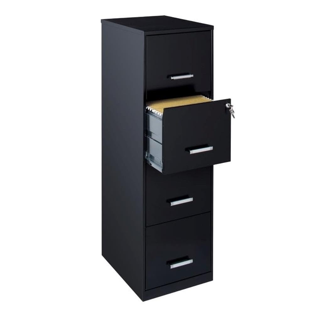 18" Deep 4 Drawer Black Metal Filing Cabinet A400262