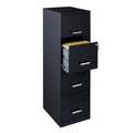 18" Deep 4 Drawer Black Metal Filing Cabinet A400262