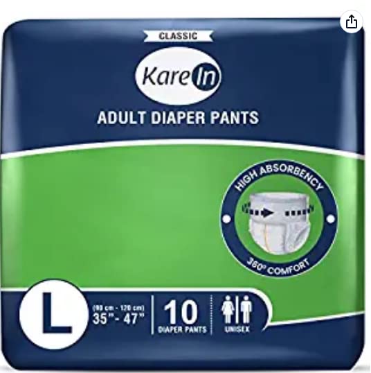 Adult Diaper Pants, Large, Unisex, Leakproof, Elastic Waist, Wetness Indicator G93899