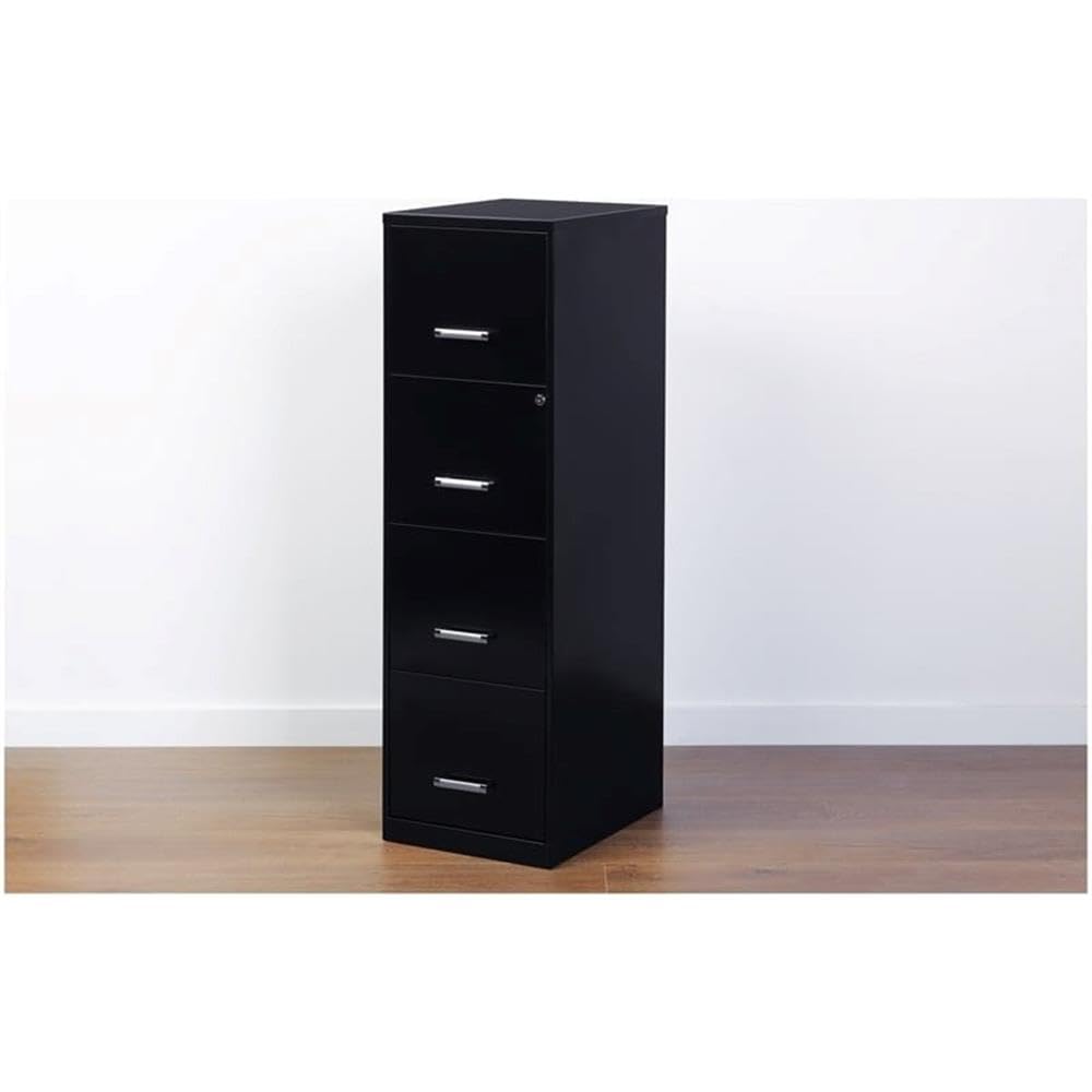18" Deep 4 Drawer Black Metal Filing Cabinet A400262
