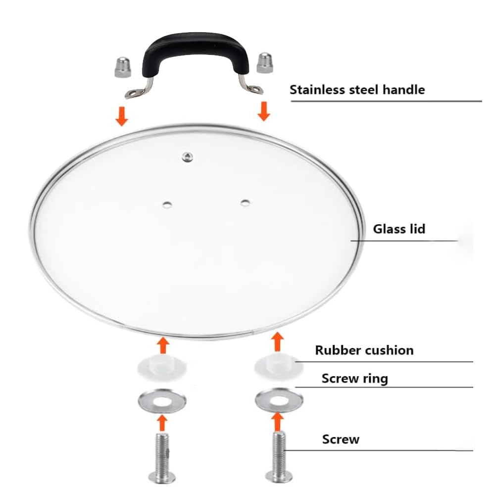 10.25 Inch Tempered Glass Lid with Stainless Steel Handle and Rim I654556