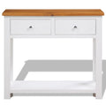 Solid Oak Wood Console Table with Two Drawers and Shelf C261