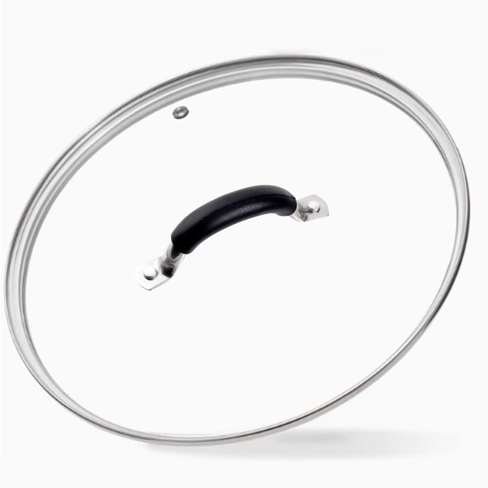 10.25 Inch Tempered Glass Lid with Stainless Steel Handle and Rim I654556