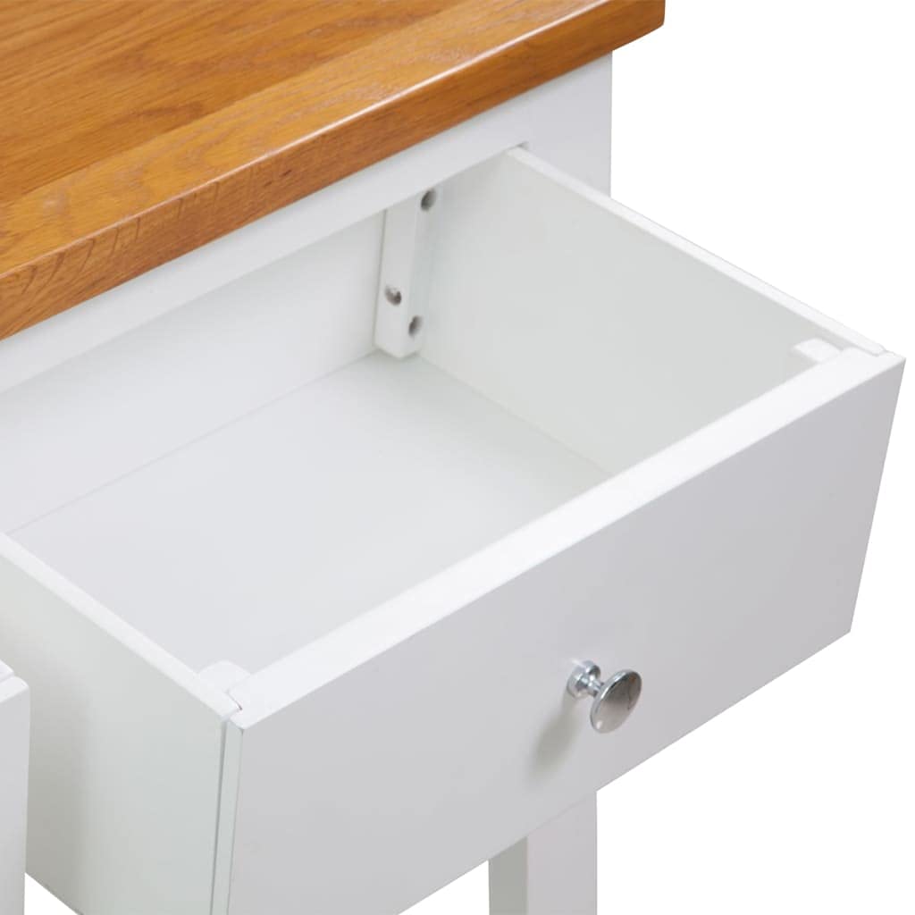 Solid Oak Wood Console Table with Two Drawers and Shelf C261