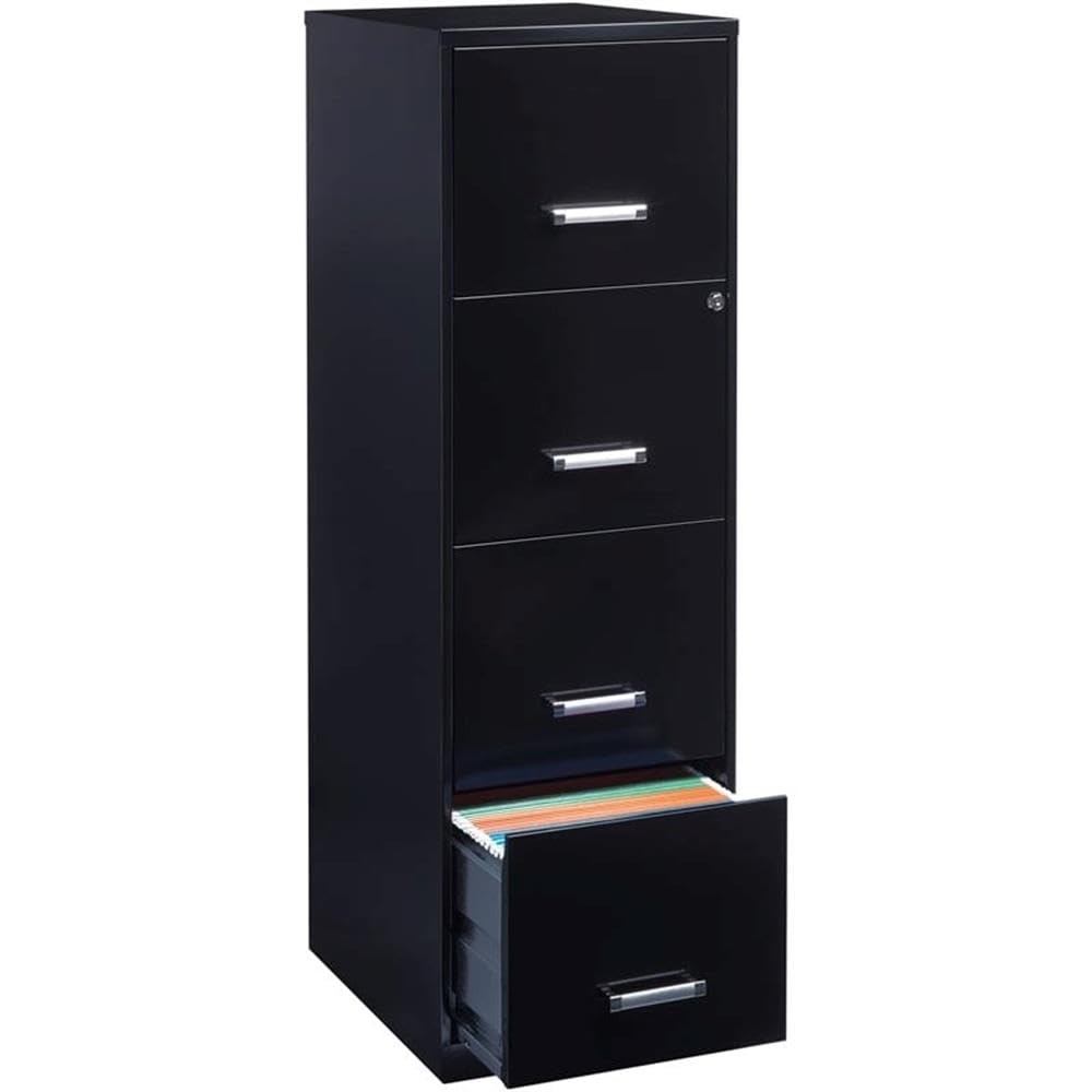 18" Deep 4 Drawer Black Metal Filing Cabinet A400262