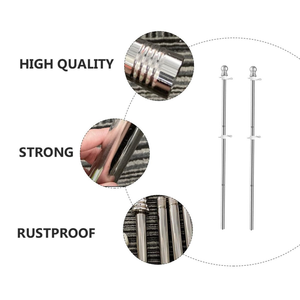 2pcs Stainless Steel Flag Pole Set 1.5m Rustproof G754