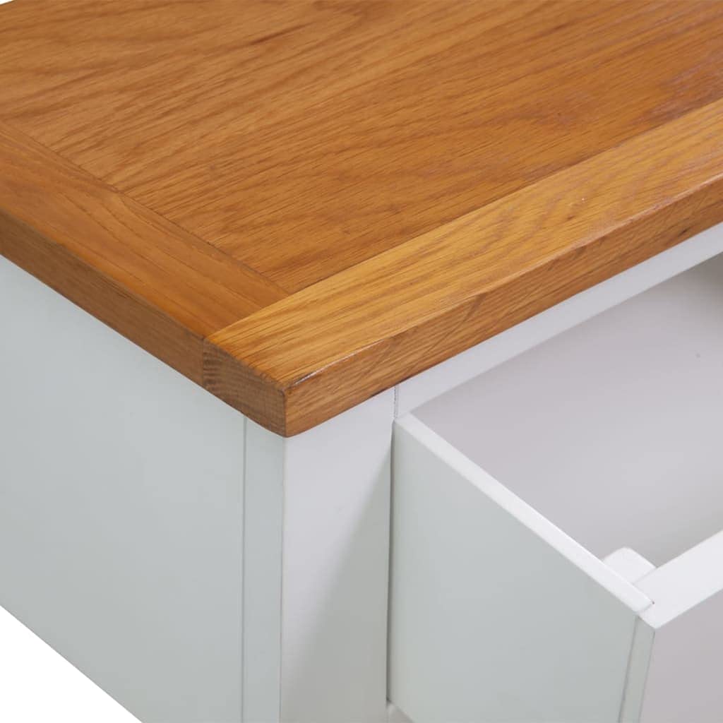 Solid Oak Wood Console Table with Two Drawers and Shelf C261