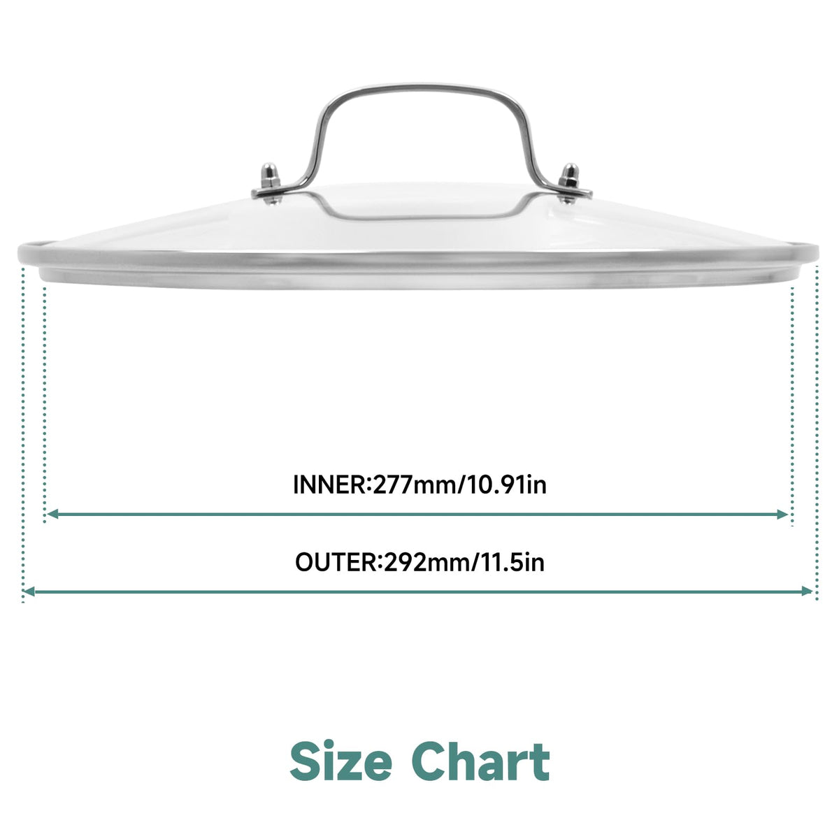 11 IN Glass Lid with Stainless Steel Handle A916872