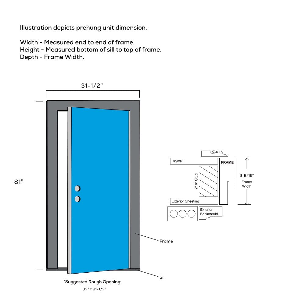 Primed Left Hand Outswing Prehung Door Full Lite Clear Glass 30"x80" Steel O109351