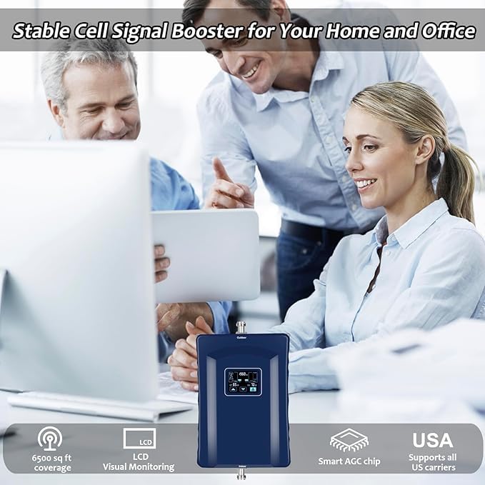 Cell Phone Signal Booster Up to 8000 Sq.Ft 5G 4G LTE Blue N746681