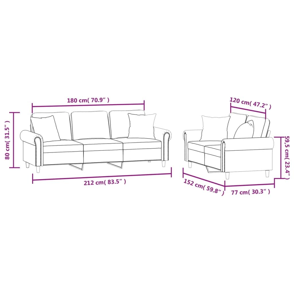 Light Gray Velvet 2 Piece Sofa Set Q17410