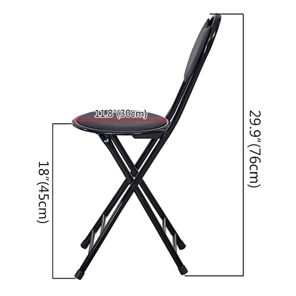 Black 18 Inch Folding Bar Stool with Backrest G875