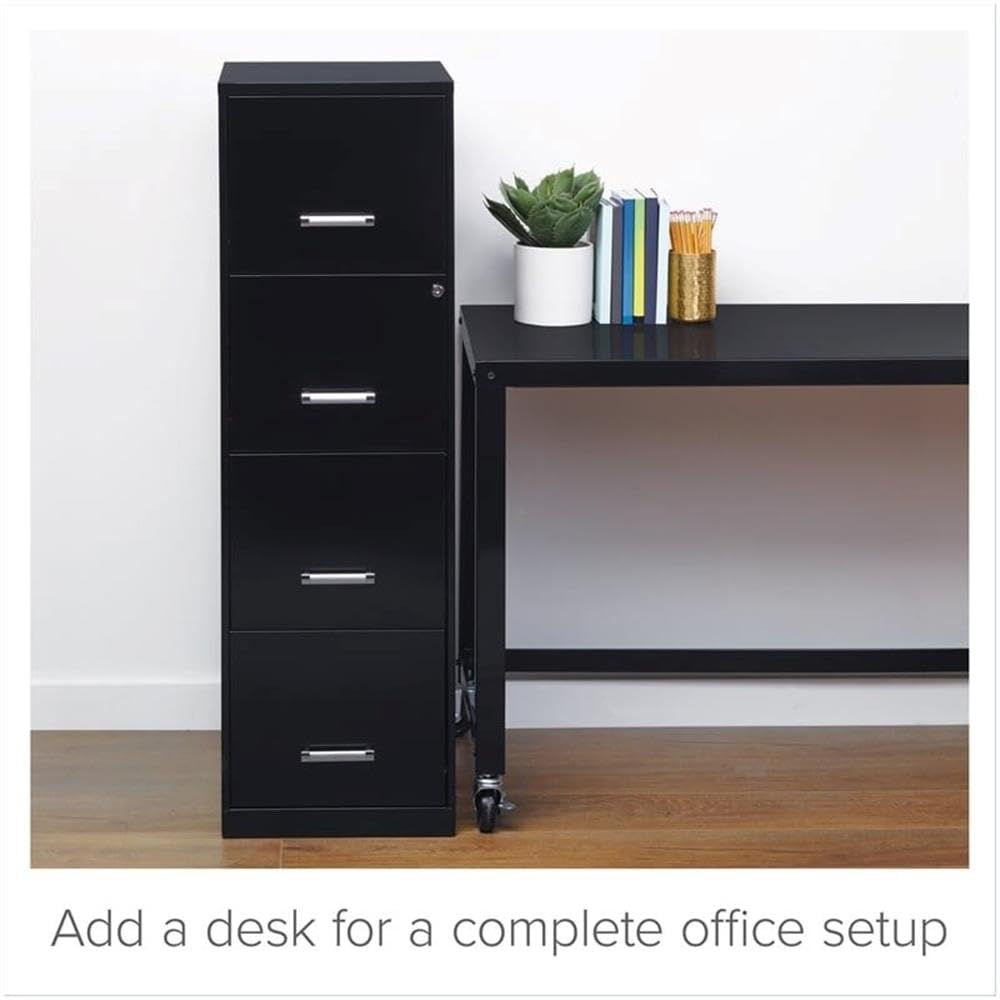 18" Deep 4 Drawer Black Metal Filing Cabinet A400262