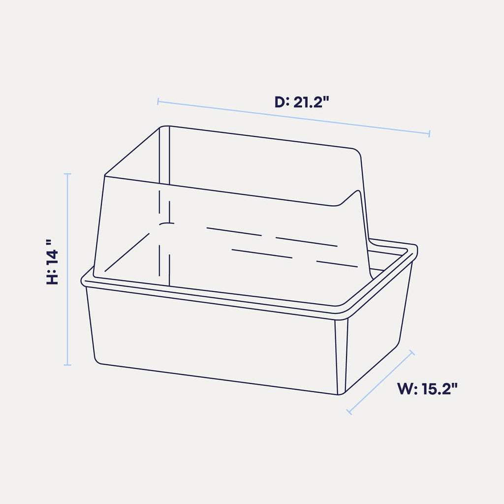 High Sided Cat Litter Box Open Top Anti-Stick Plastic White/Gray X408148