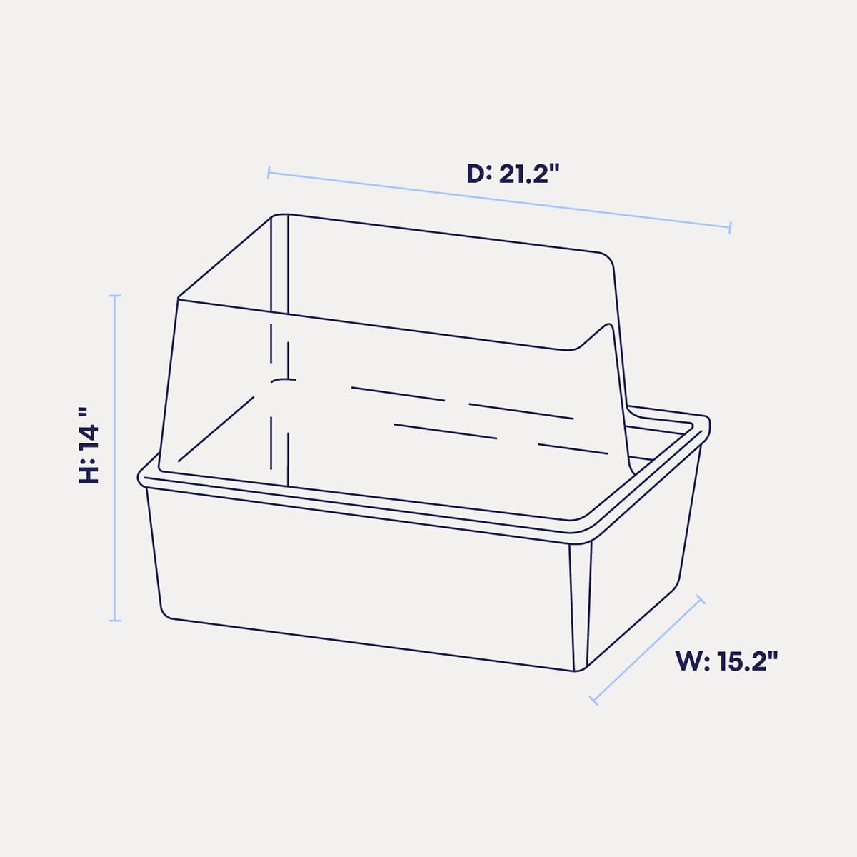 High Sided Cat Litter Box Open Top Anti-Stick Plastic White/Gray X408148