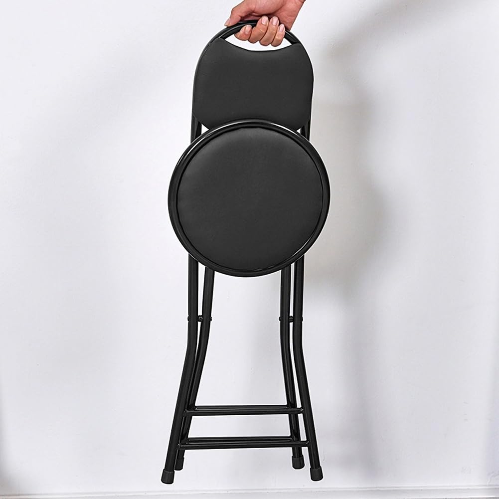 Black 18 Inch Folding Bar Stool with Backrest G875