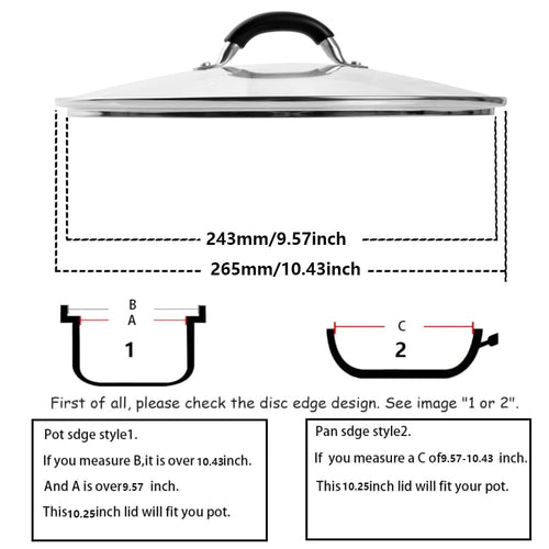 10.25 Inch Tempered Glass Lid with Stainless Steel Handle and Rim I654556