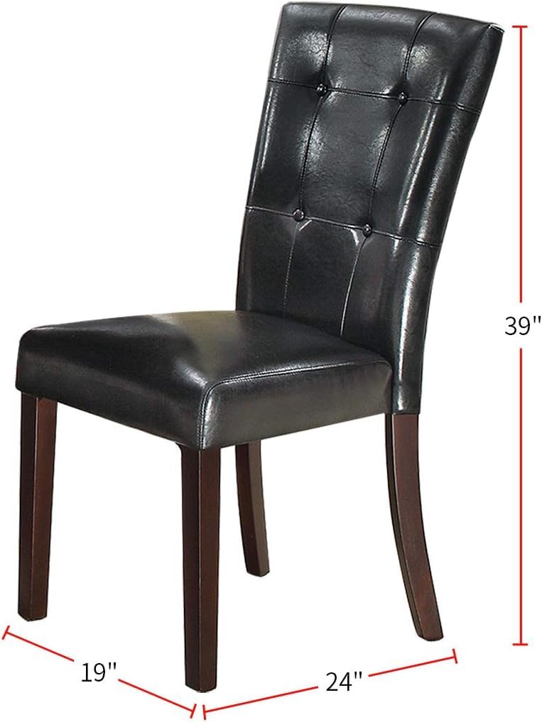 Black Faux Leather Tufted Parson Chairs Set of 2 Z45092