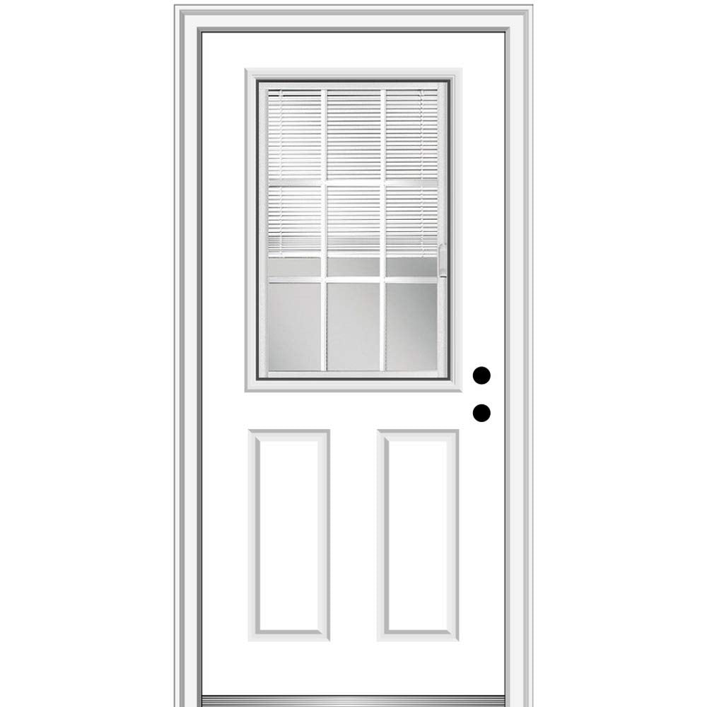 Steel Primed Left-Hand Inswing 1/2 Lite 2-Panel Prehung Front Door 36" x 80" N708678