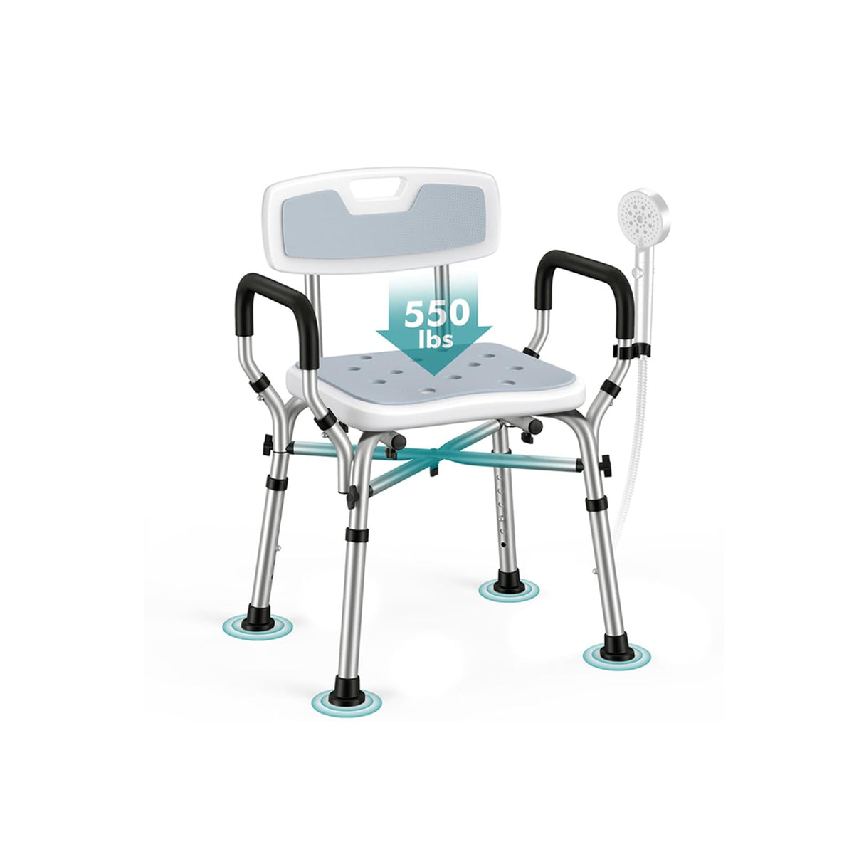 Shower Chair with Removable Arms and Back K1667