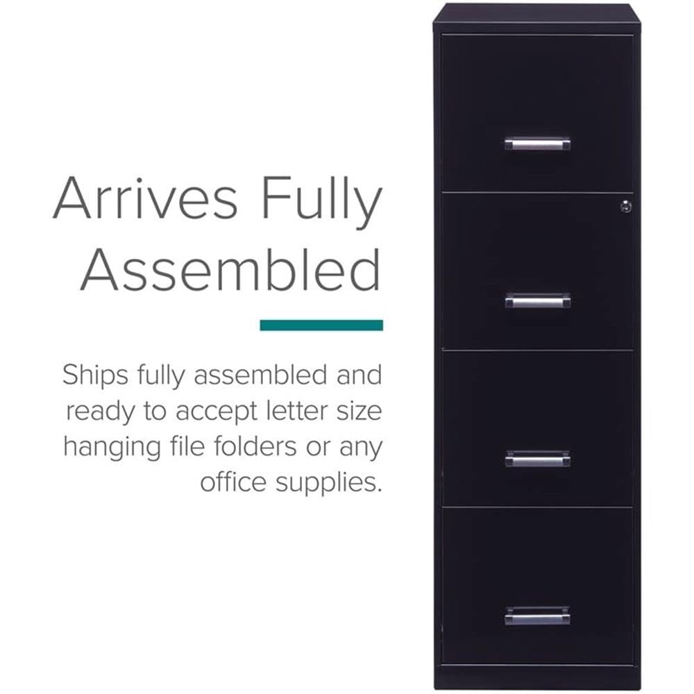 18" Deep 4 Drawer Black Metal Filing Cabinet A400262