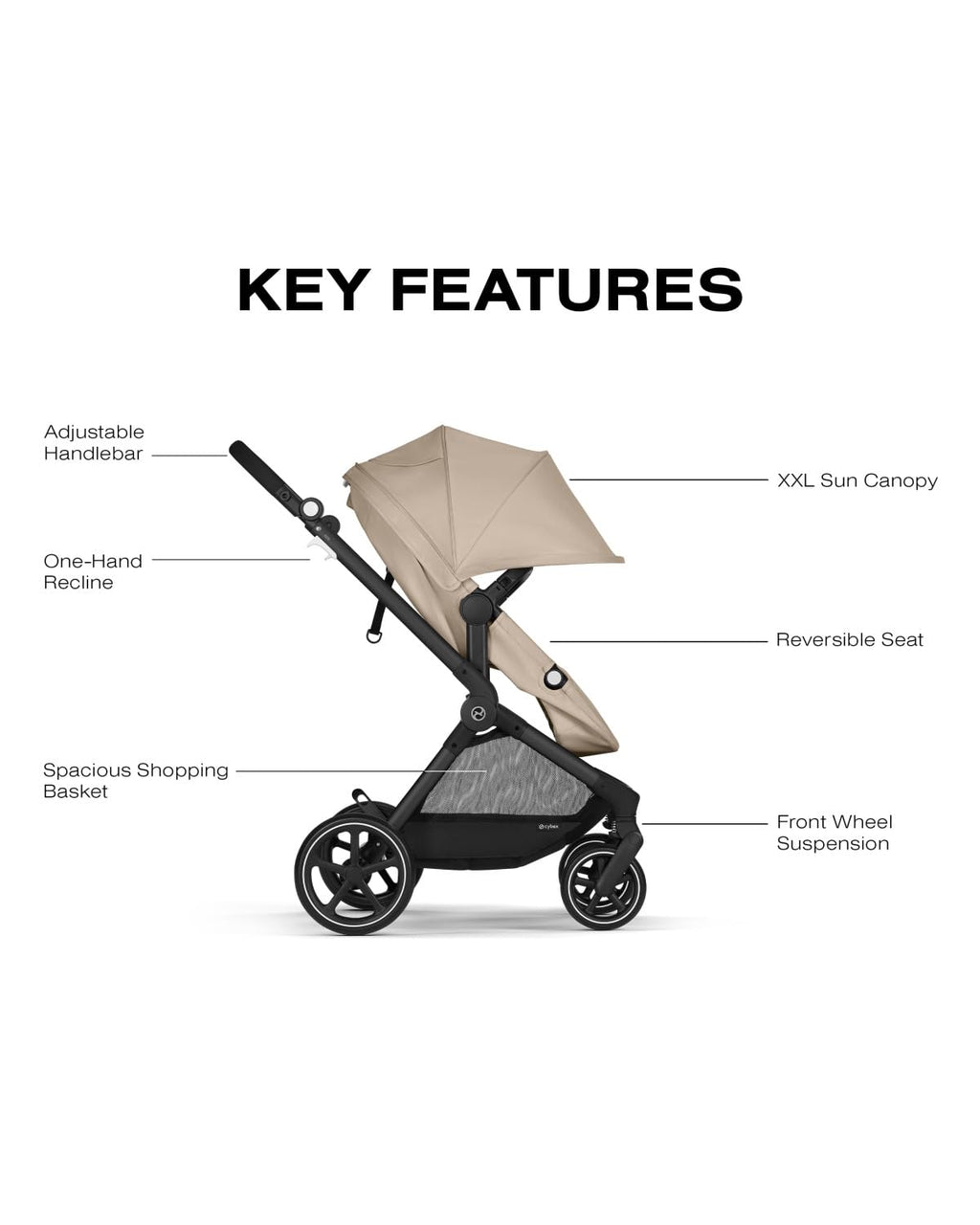 2-in-1 Baby Stroller + Car Seat Combo Almond Beige W8192