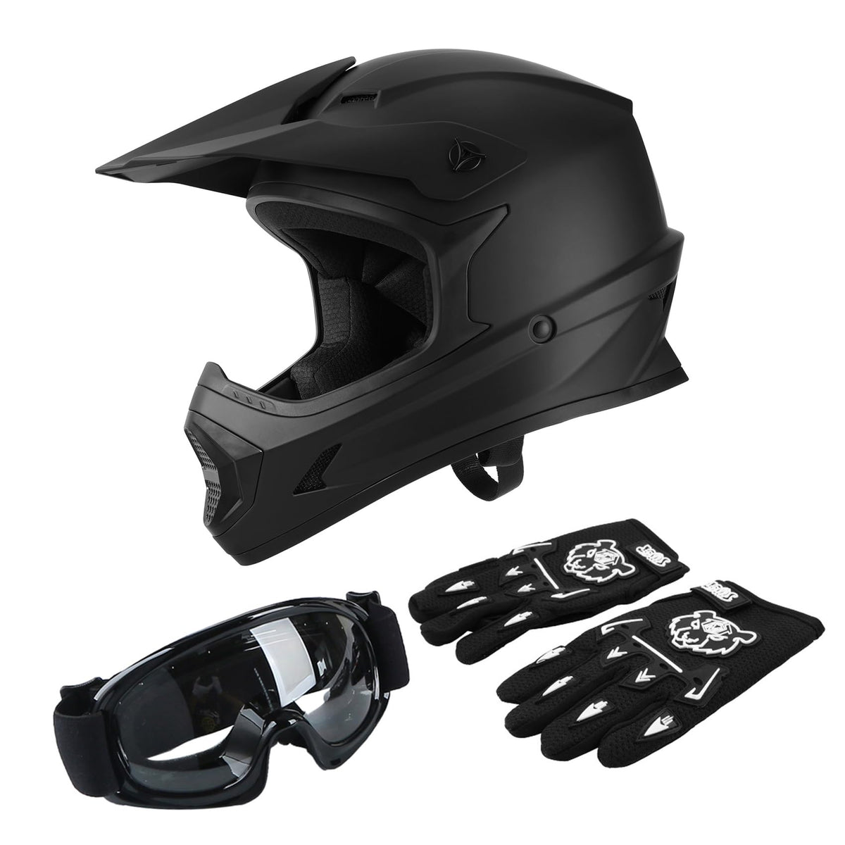 Black Youth Kids Full Face Motocross Helmet X6467