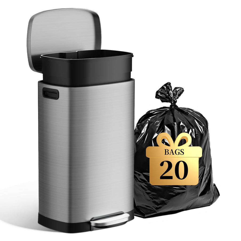 13 Gallon Fingerprint Proof Stainless Steel Trash Can with Lid T679355