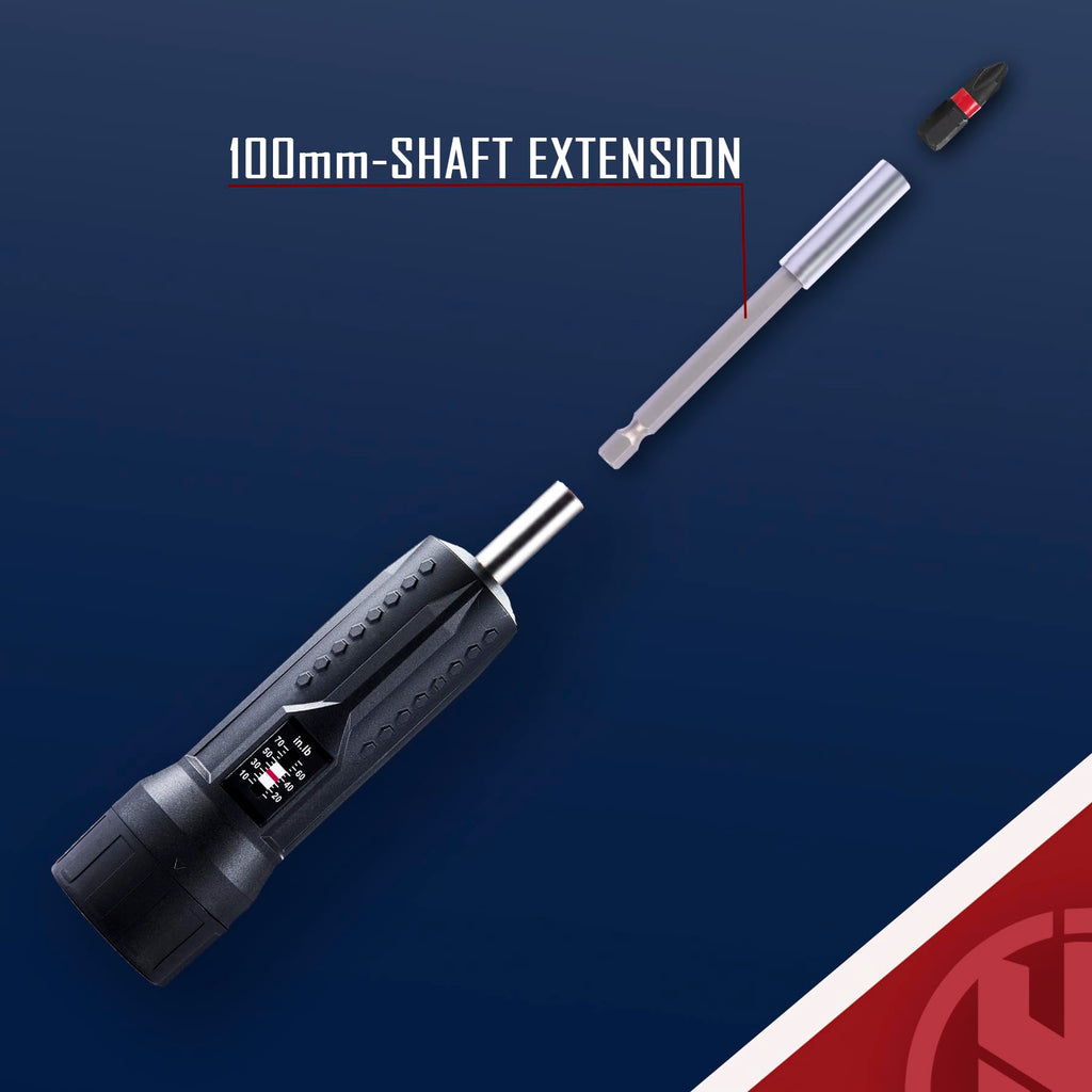 Torque Screwdriver Wrench Set 10-70 Inch Pounds with T-bar Handle, 40 Hex Bits, 1/4" Socket, Black E265