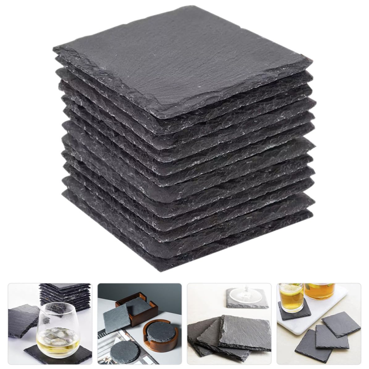 Natural Stone Coasters 12pcs with Non Slip Bottom M496150