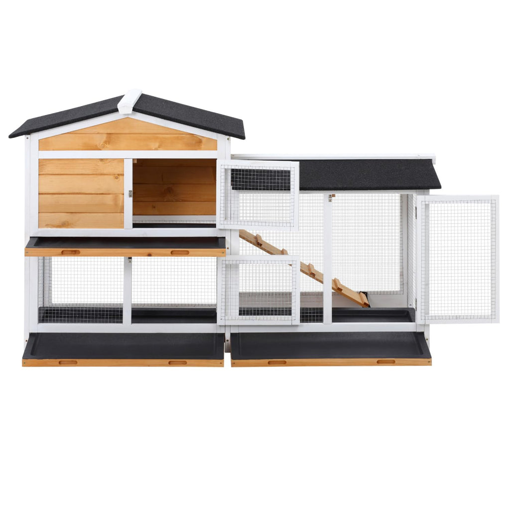 2-Story Wooden Rabbit Hutch with Ramp T7799