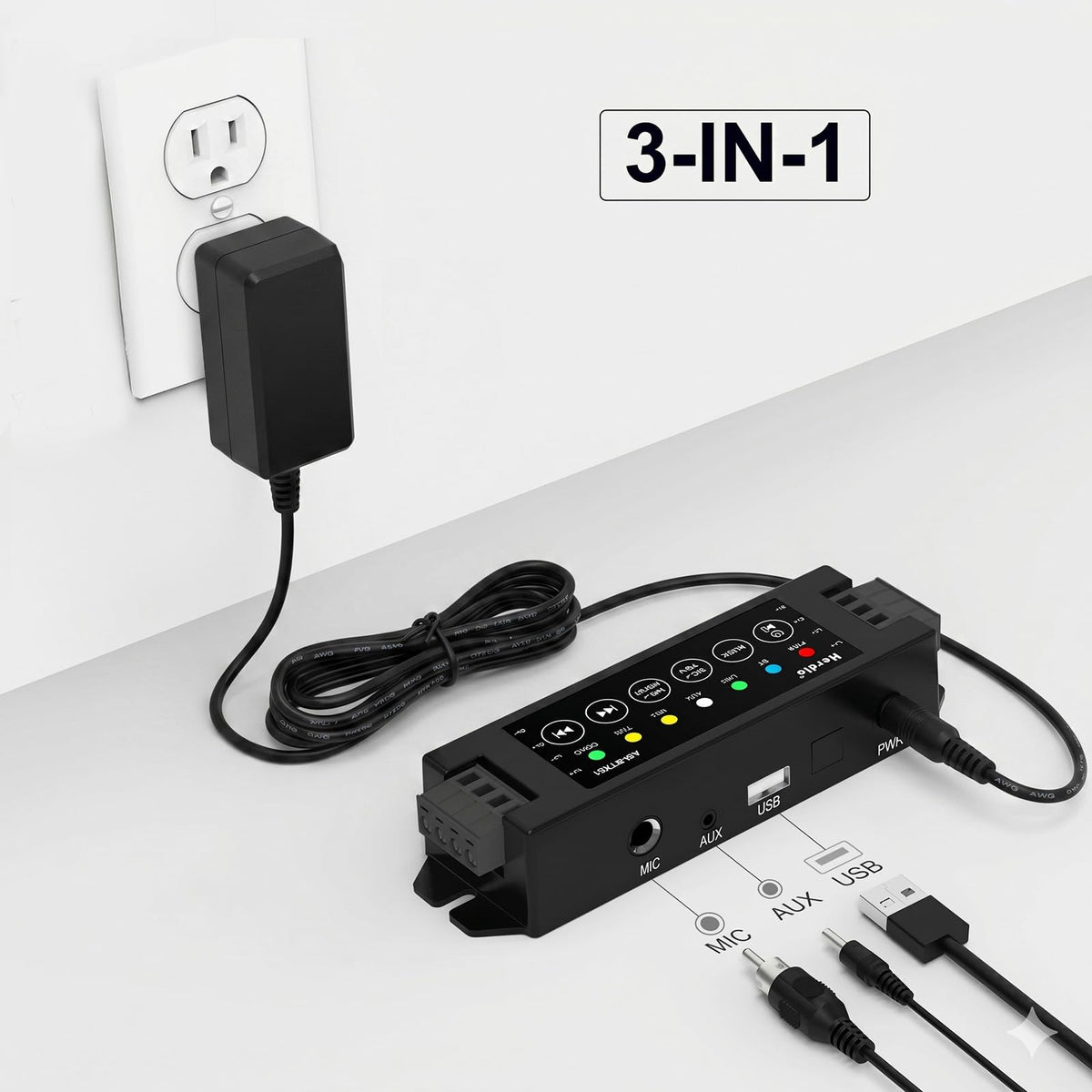 4-Channel Bluetooth Amplifier 200W with Power Supply O1601