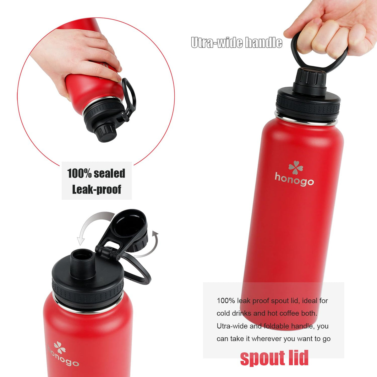 40 oz Double Wall Insulated Stainless Steel Water Bottle with Straw Lid E83673