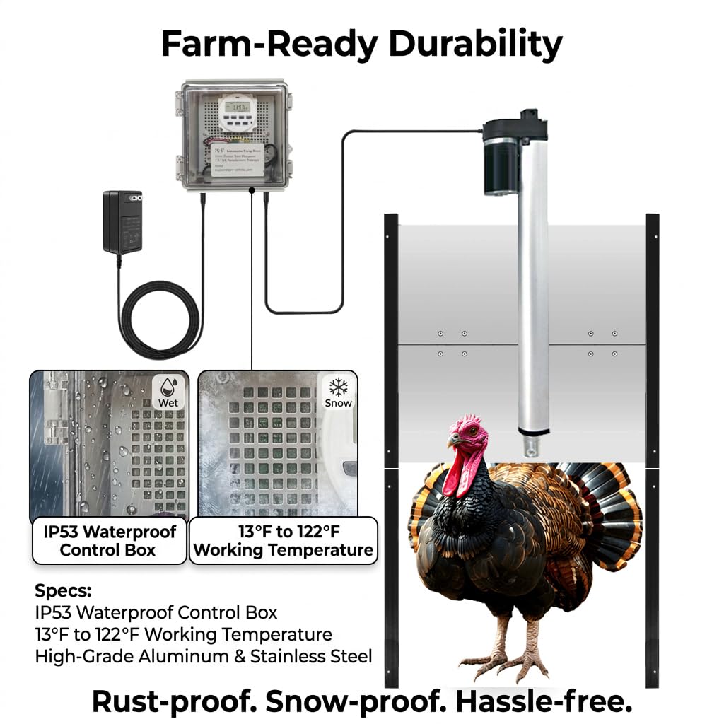 Automatic Turkey Coop Door 22 x 23 in Aluminum D84509