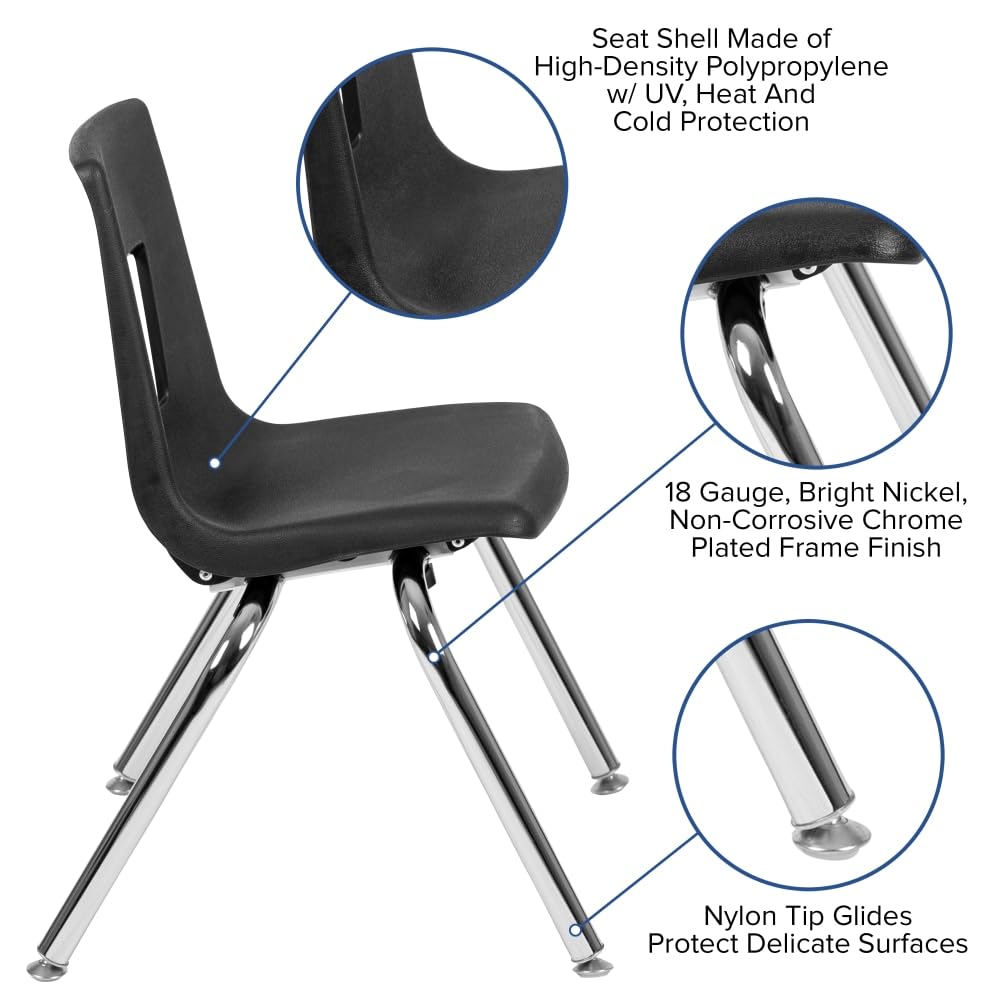 Black 14-inch Stack School Chair B172891