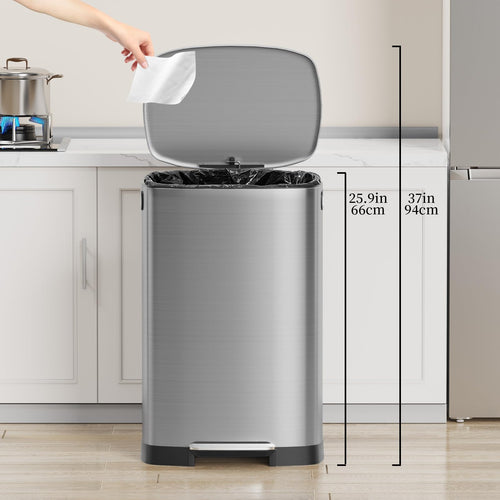 13 Gallon Fingerprint Proof Stainless Steel Trash Can with Lid T679355