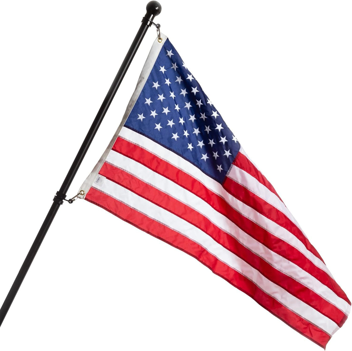 6' Black Aluminum Flagpole with American Flag and Mounting Bracket J63060