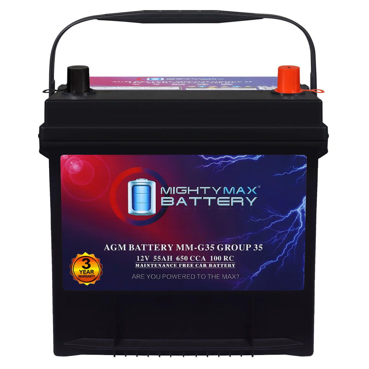 12V 55Ah AGM 650 CCA Battery B1468