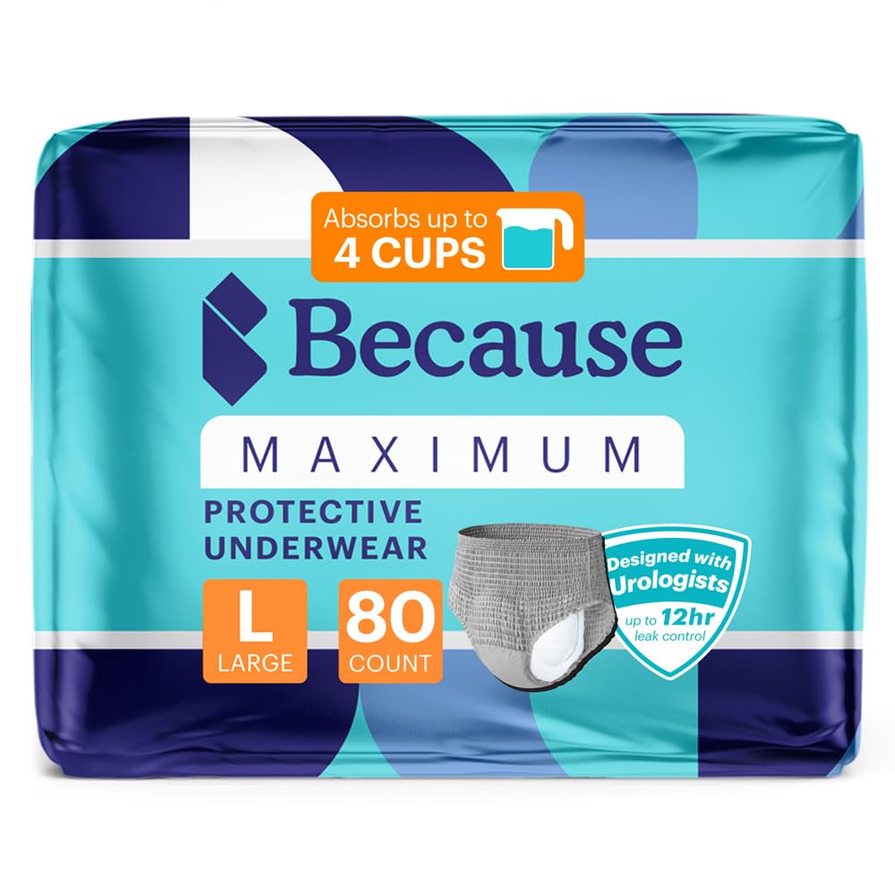 Maximum Incontinence Underwear for Men, Grey, Large, 80 Count F206