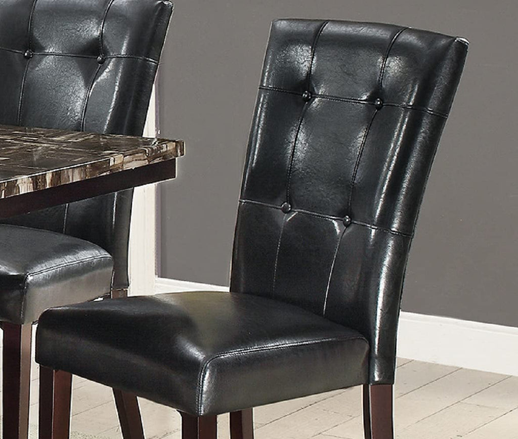 Black Faux Leather Tufted Parson Chairs Set of 2 Z45092