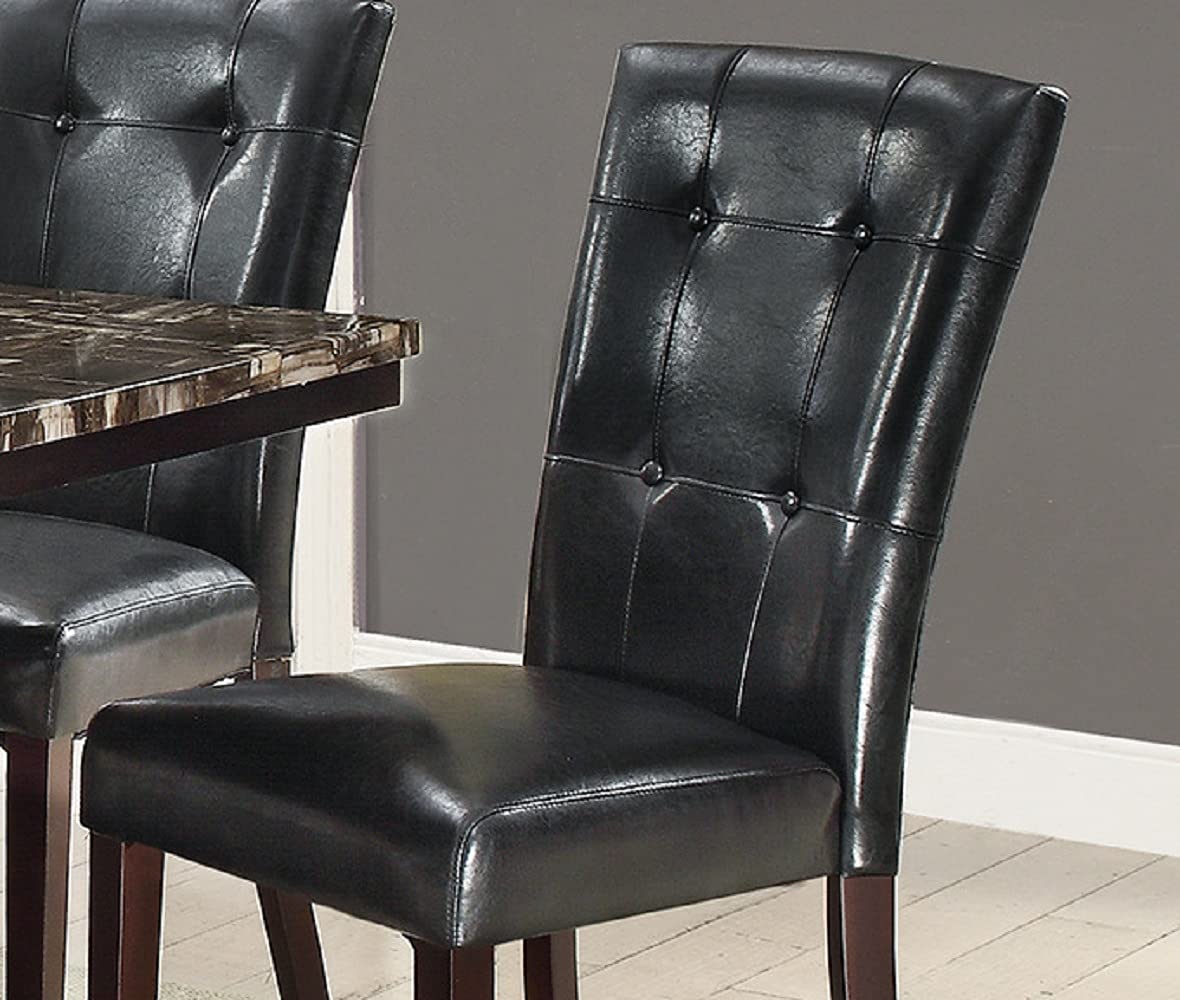 Black Faux Leather Tufted Parson Chairs Set of 2 Z45092