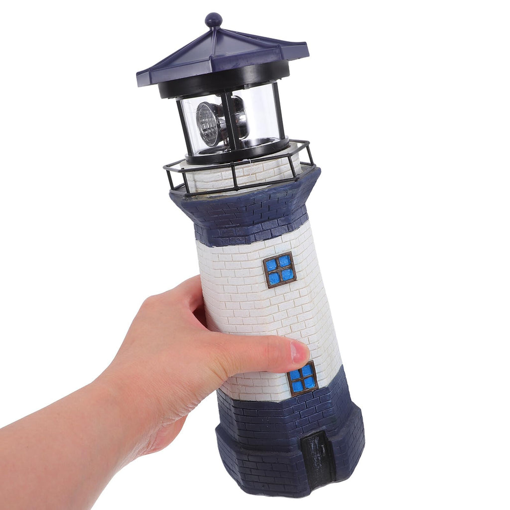 Solar Rotating Lighthouse Light Outdoor Waterproof Garden Decor Z174565