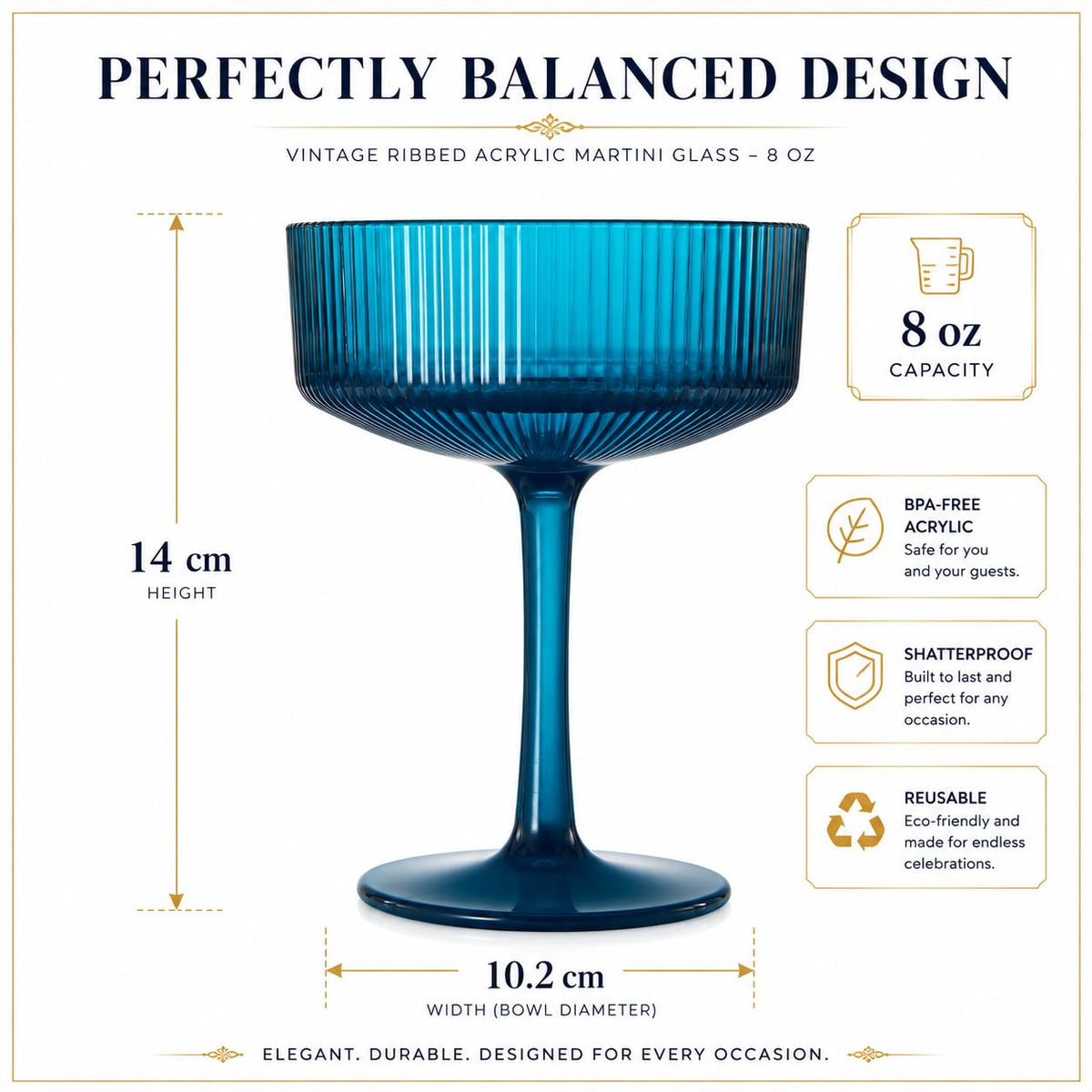 Ribbed Acrylic Martini Glasses Set of 6 T69127