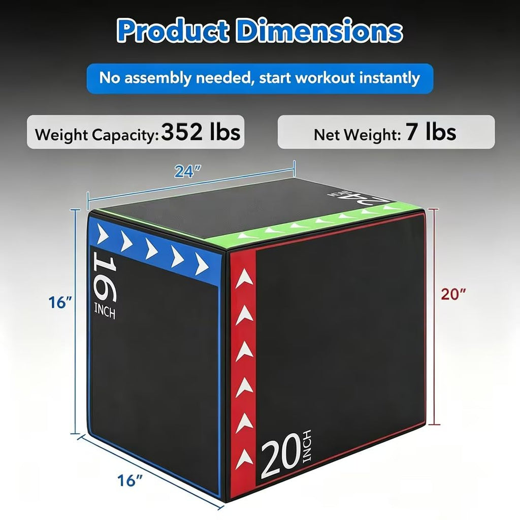 3 in 1 Plyometric Jump Box 16/20/24 Inch Soft Foam M696