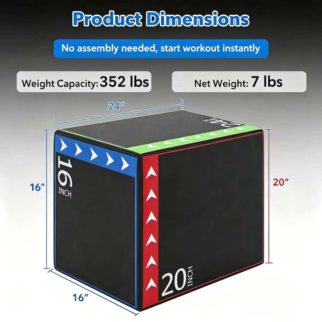 3 in 1 Plyometric Jump Box 16/20/24 Inch Soft Foam M696