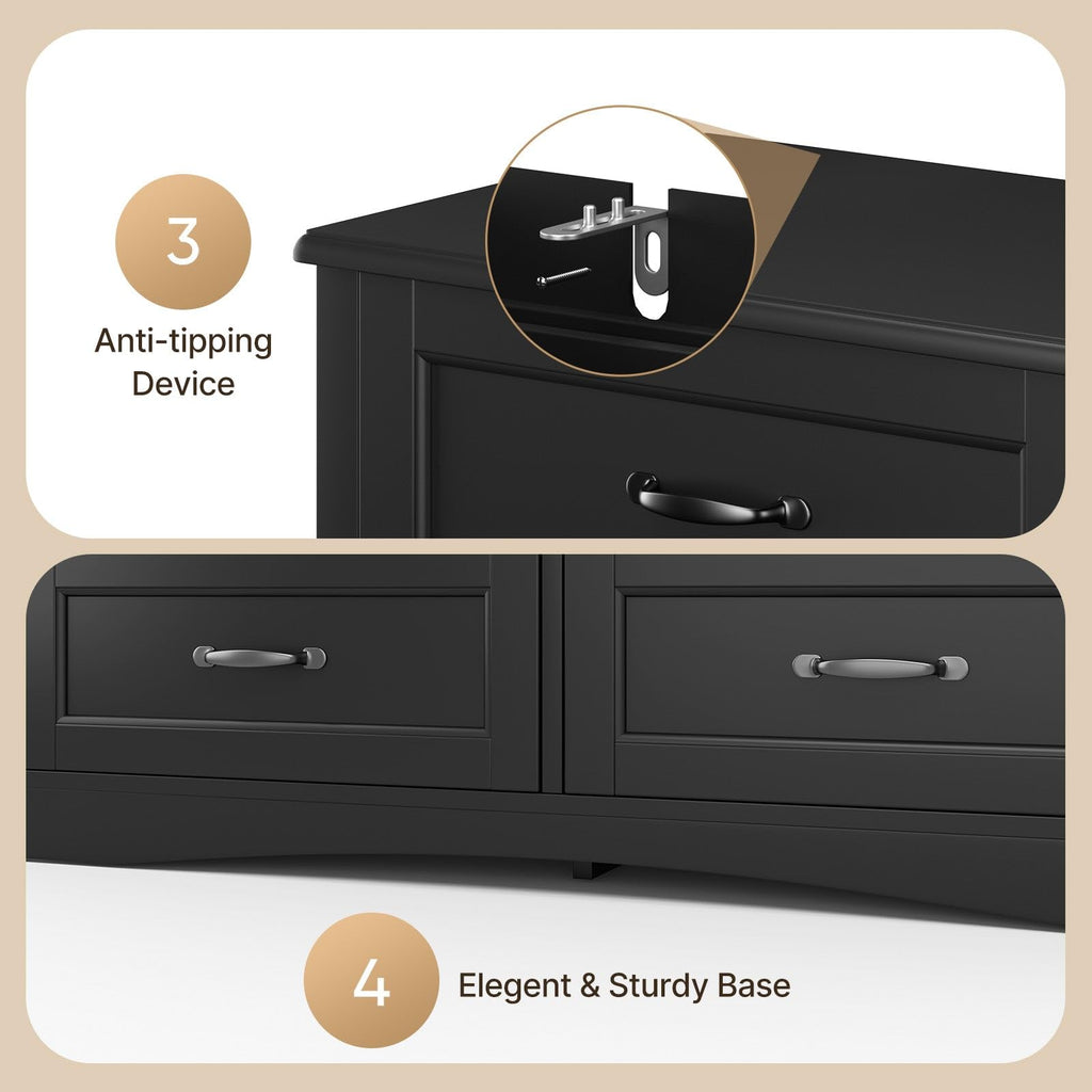 Black 6 Drawer Dresser P8033
