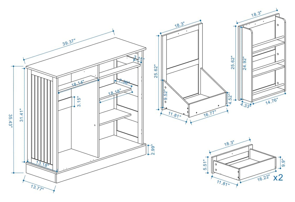 White Double Tilt Out Trash Cabinet with Two Drawers L834