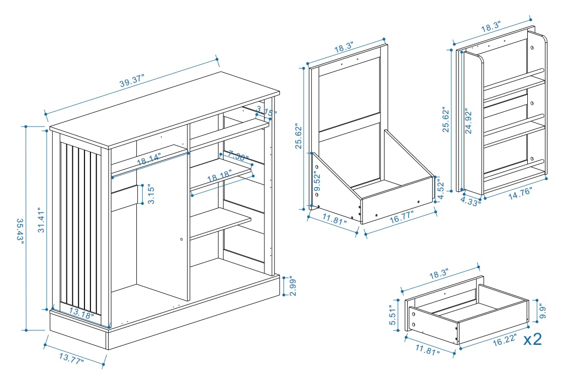 White Double Tilt Out Trash Cabinet with Two Drawers L834