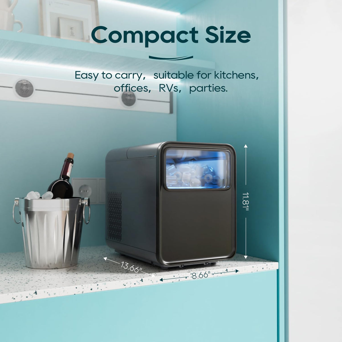 Countertop Ice Maker 9 Ice Cubes 26.5LBS/24H M39438